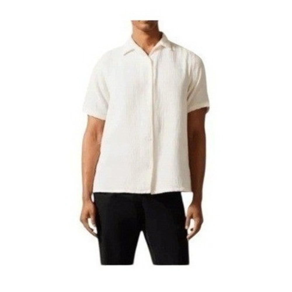 Ted Baker London Digmer Textured Lightweight Cotton Button Down Shirt 4 / 36